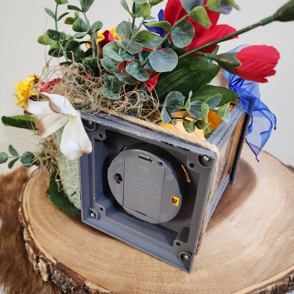 Rustic Floral Flickering Lantern
